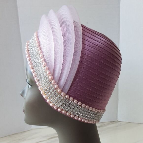 CHARM\'S Avant-Garde Glam Crystal | Pearl Fascinator Derby Church Hat - NWT main image 5